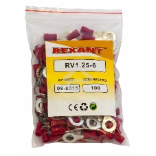 Наконечник кольцевой изолированный ø 6.5 мм 0.5-1.5 мм² (НКи 1.5-6/НКи 1,25-6) красный Rexant