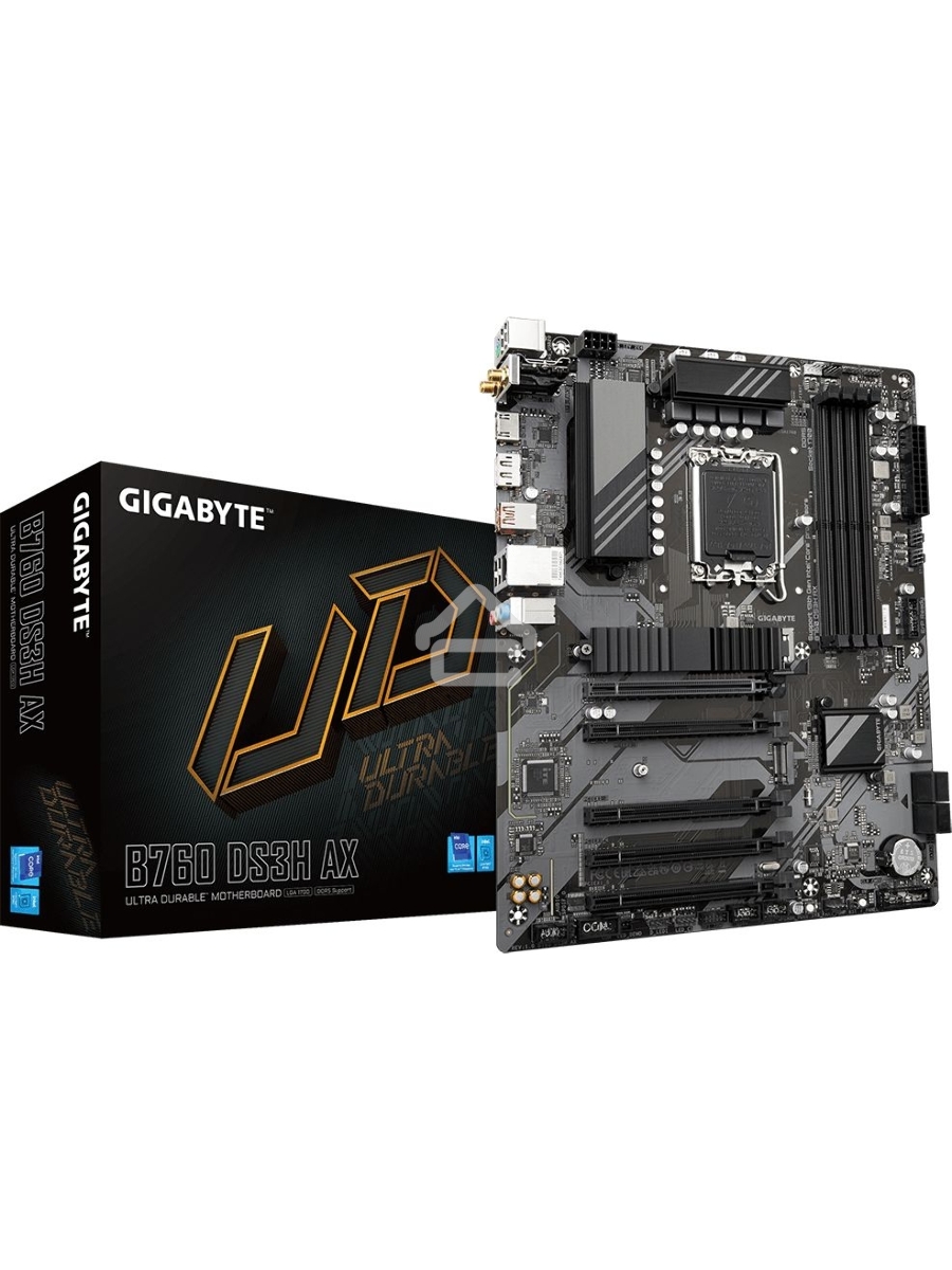 Материнская плата Gigabyte B760 DS3H AX, LGA 1700, Intel B760, 4xDDR5, 4xSATA, 2xM.2, 1xPCI-E 4.0 x16, 4xPCI-E 3.0 x1, 1xHDMI, 1xDP, 1x 1Gb LAN, 4xUSB-A 2.0, 1xUSB-A 3.2 Gen 2, 1xUSB-C 3.2 Gen 2, 3x3.5 мм, 7.1, ATX