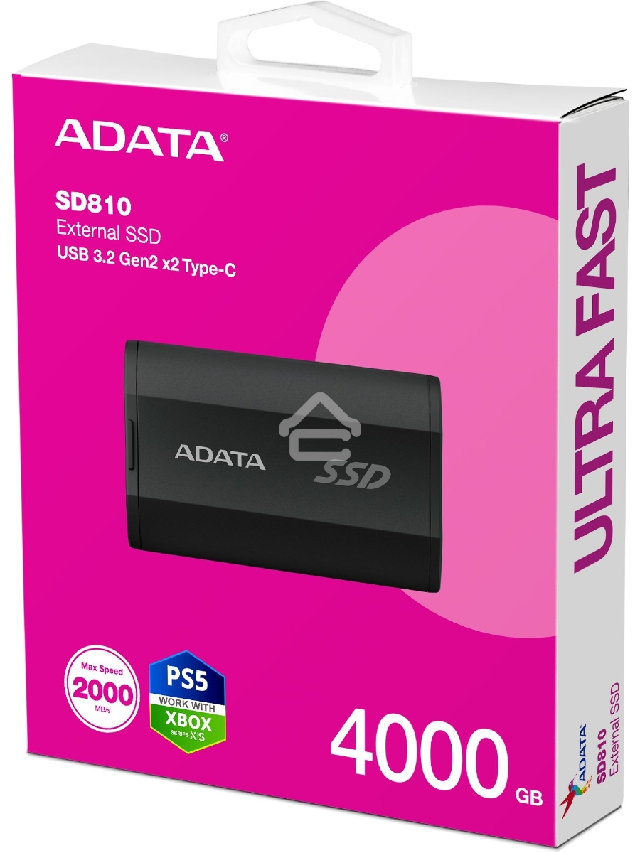 Внешний накопитель SSD ADATA 4Tb SD810 USB Type-C (2000/2000 Mb/s) metal case black (SD810-4000G-CBK)