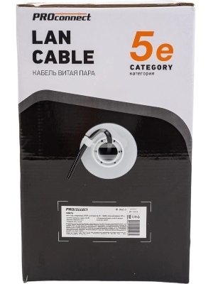 Кабель информационный PROconnect 01-0045-3 кат.5E UTP 4 пары 24AWG PE внешний 305м черный