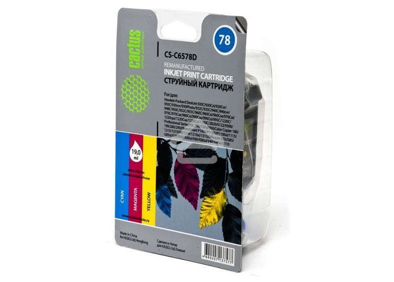 Картридж струйный Cactus CS-C6578D №78 голубой/пурпурный/желтый (19мл) для HP DJ 900/1220C/PS P000/P1100