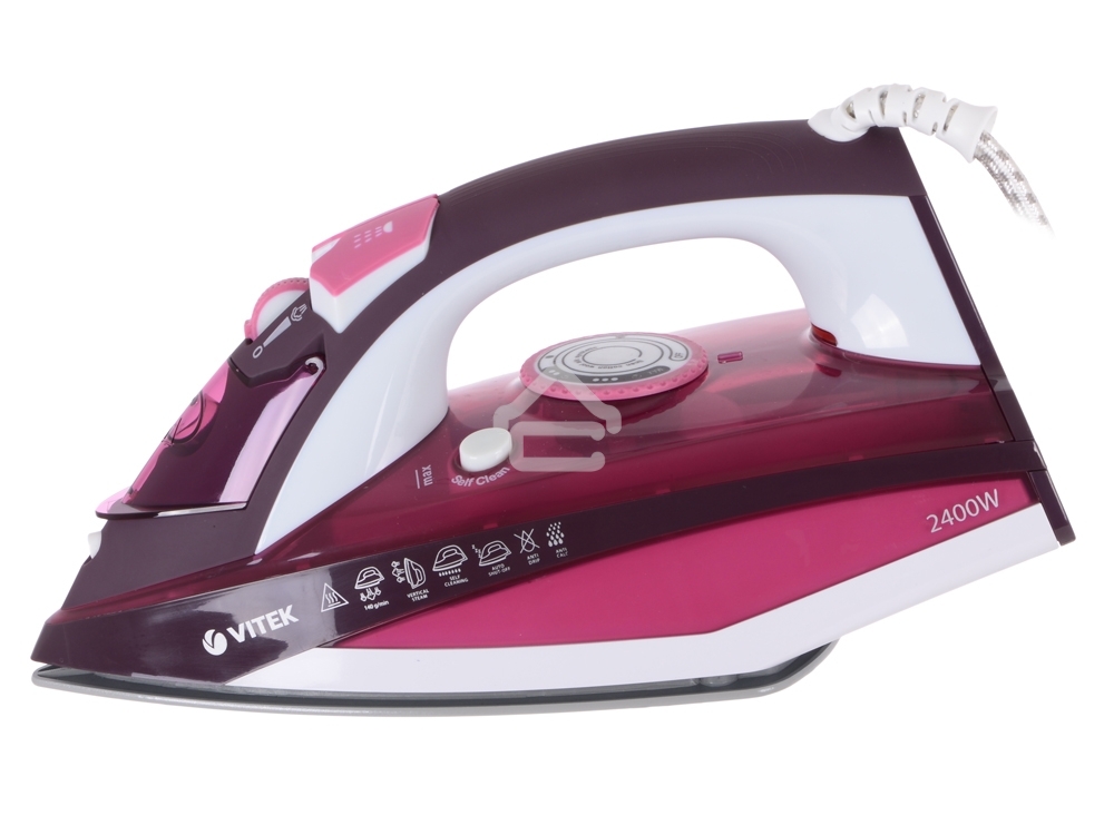 Утюг Vitek VT-1215 (PK) максимальная мощность 2400 Вт.Подошва Ceramic Ultra Care.