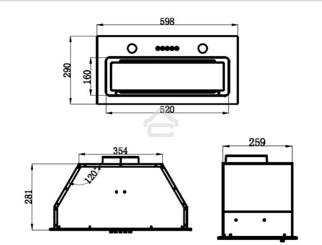 Вытяжка встраиваемая Maunfeld TRAPEZE 601GG белый, 60 см, 1150 куб. м/ч, 54 дБ