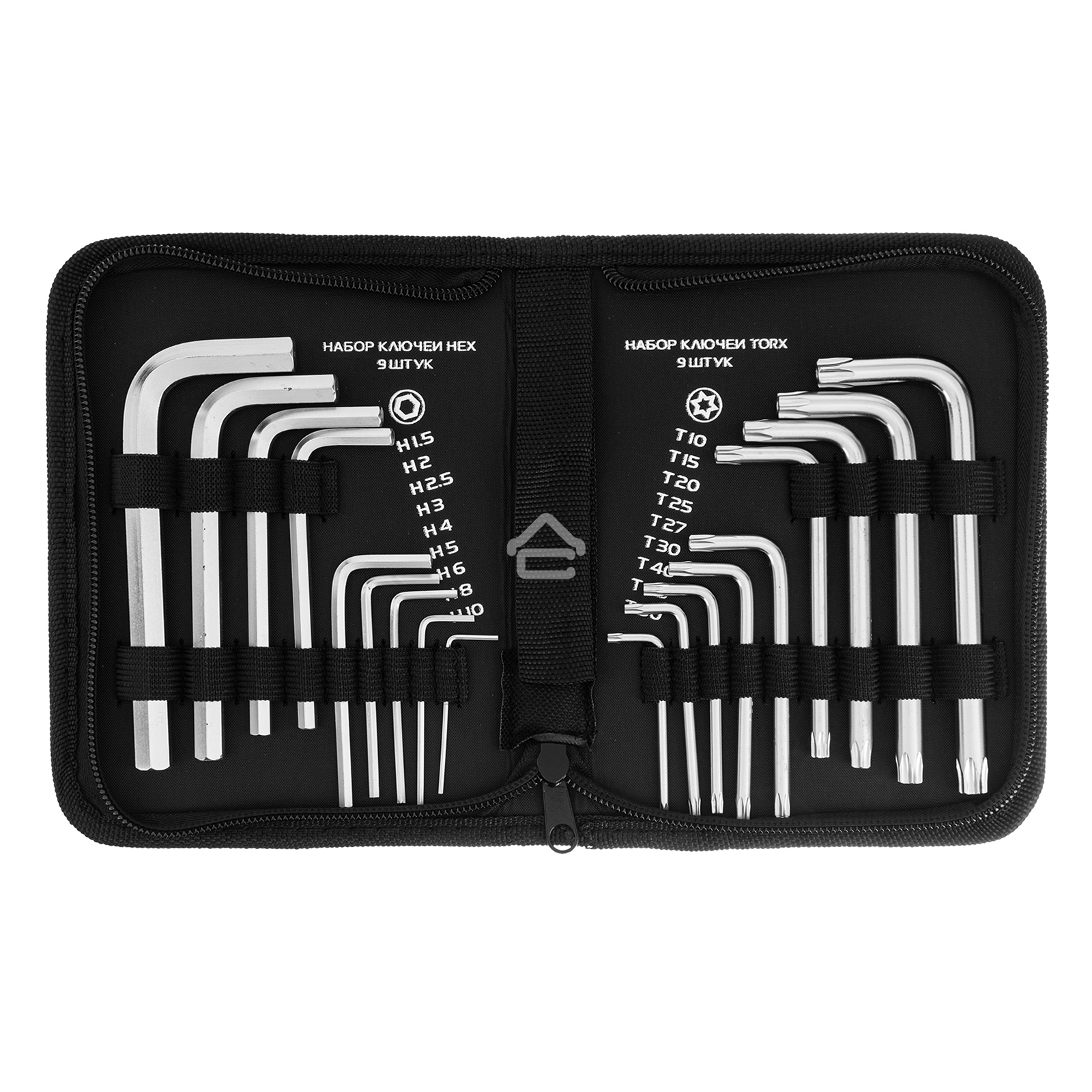 Набор ключей имбусовых MATRIX HEX-TORX, 18 шт: HEX 1,5–10 мм, T10-T50, CrV, короткие, сатин. 12314