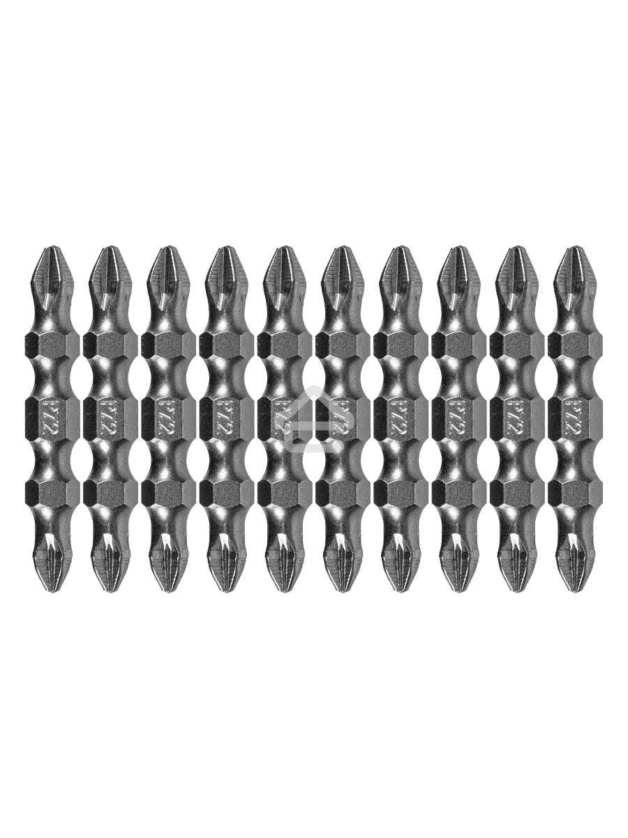 Набор бит двухстор., PH2-PZ2х45 мм, сталь S2, 10шт. Denzel