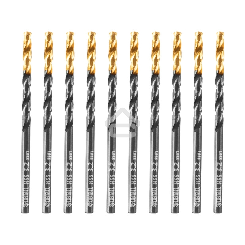 Сверло по металлу Denzel 3,2 мм, HSS-Tin, Golden Tip, 10 шт.