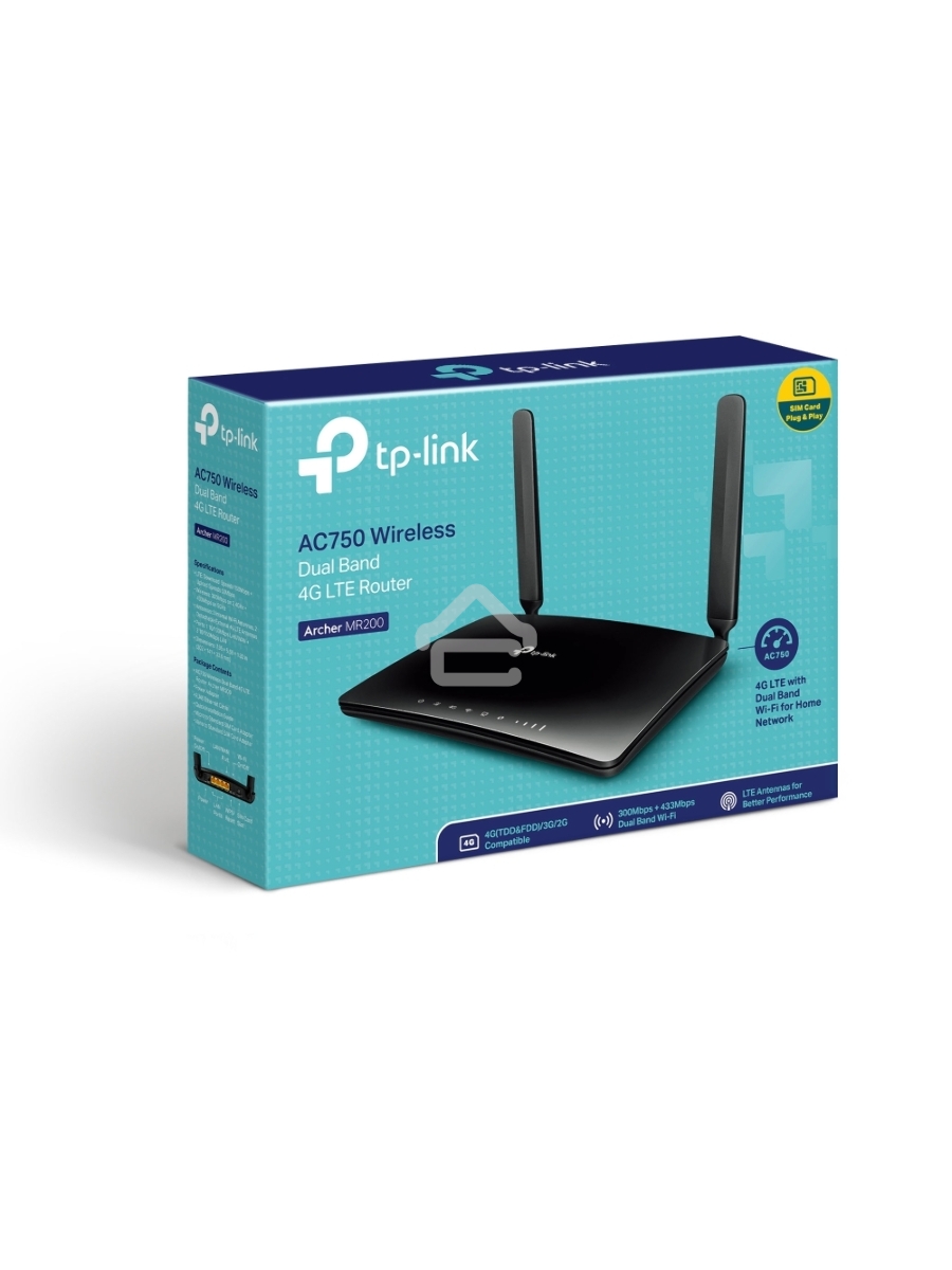 Маршрутизатор беспроводной TP-Link SOHO Archer MR200 (MR200) 10/100BASE-TX/4G черный