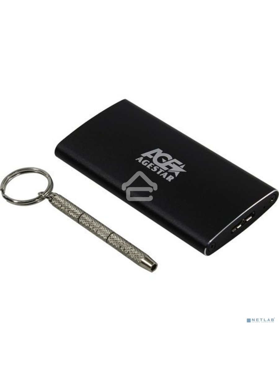 Внешний корпус mSATA AgeStar 3UBMS2 (BLACK), алюминий, черный USB 3.0
