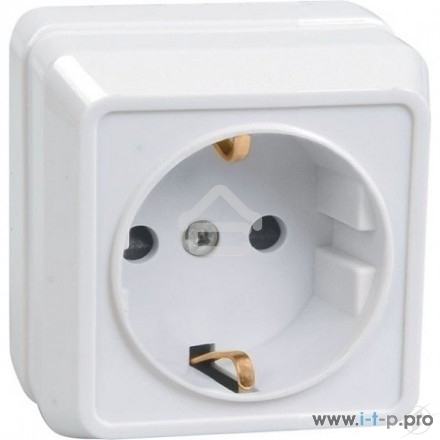 Розетка Iek ERO11-K01-16-DC РС20-3-ОБ 1местн. c з/к 16А откр.уст. ОКТАВА (белый)