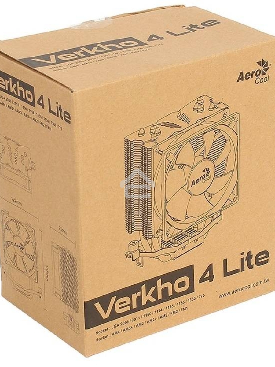 Кулер для процессора AeroCool / Formula Verkho 4 Lite серебристый, 90 мм, алюминий/медь, 2000 об/мин, 27 дБ, 4 pin, 125 Вт, 135 мм