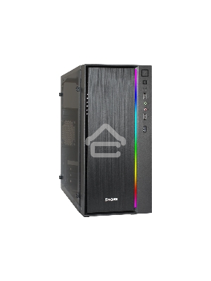 Компьютерный корпус Minitower ExeGate EX283754RUS mEVO-9301-RGB (mATX, без БП, с окном, 2*USB+1*USB3.0, HD аудио, черный с RGB подсветкой)