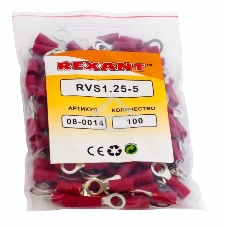 Наконечник кольцевой изолированный ø 5.3 мм 0.5-1.5 мм² (НКи 1.5-5/НКи 1,25-5) красный Rexant