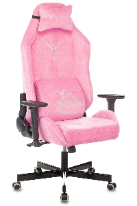 Кресло игровое Knight N1 Fabric розовый Velvet 36 с подголов. крестовина металл