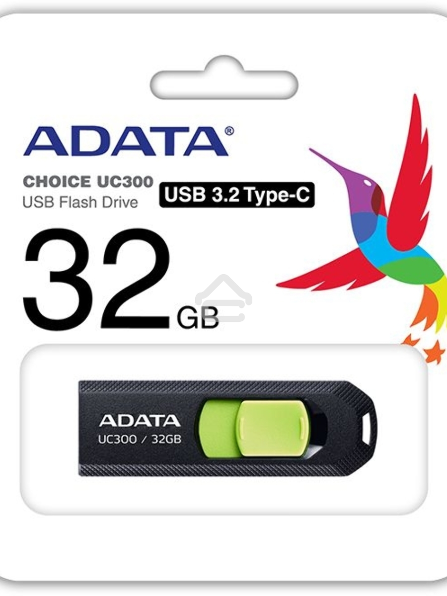Флеш диск A-Data 32Gb Type-C UC300 ACHO-UC300-32G-RBK/GN USB3.2 черный/зеленый