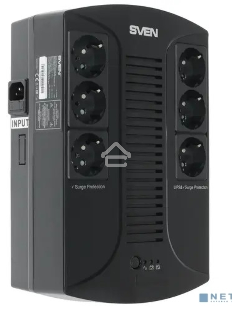Источник бесперебойного питания SVEN UP-L1000E 1000VA/500W (6 розеток: 3х UPS/сетевой фильтр+3 x сетевой фильтр)