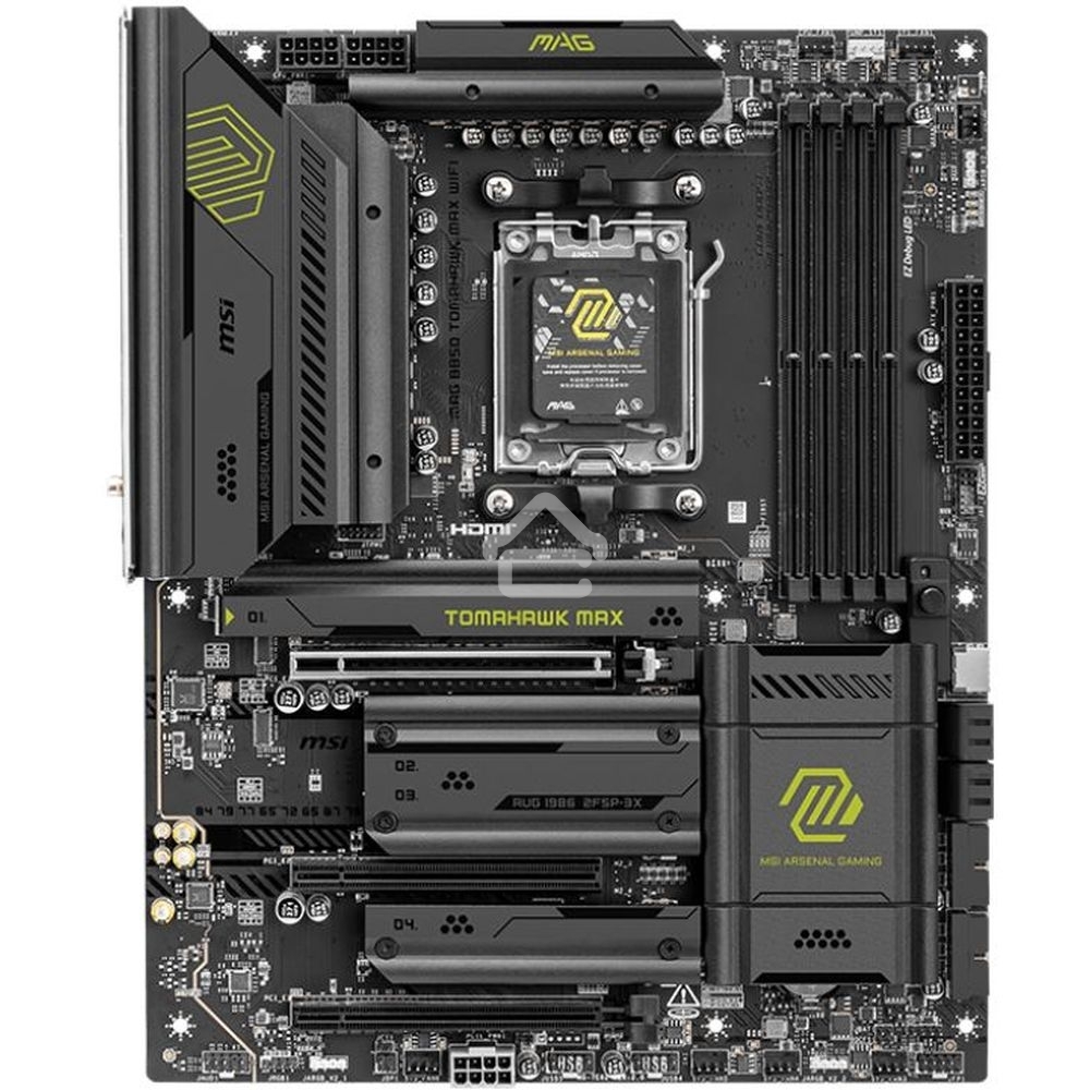 Материнская плата MSI MAG B850 TOMAHAWK MAX WIFI, AM5, AMD B850, 4xDDR5, 4xSATA, 4xM.2, 3xPCI-E x16, 1xHDMI, 1x5Gb LAN, 2xUSB-A 5Gbps, 4xUSB-A 2.0, 3xUSB-C 10Gbps, 7.1, Wi-Fi 7, Bluetooth 5.4, ATX