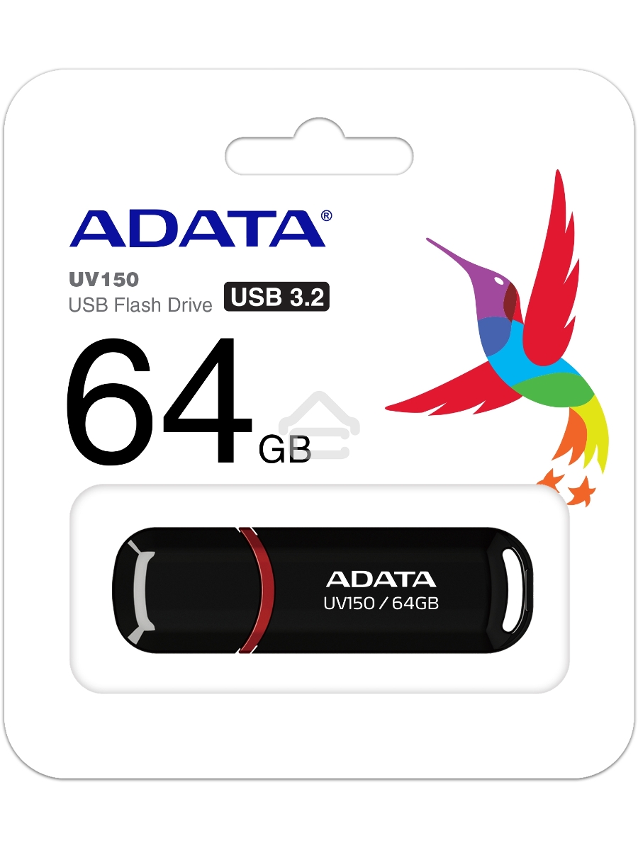 Флэш диск ADATA Flash Drive 64GB UV150 {USB3.0, BLACK}