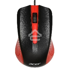 Мышь проводная Acer OMW012 черный/красный, 1200 dpi, USB, кнопки - 3