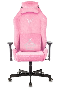 Кресло игровое Knight N1 Fabric розовый Velvet 36 с подголов. крестовина металл