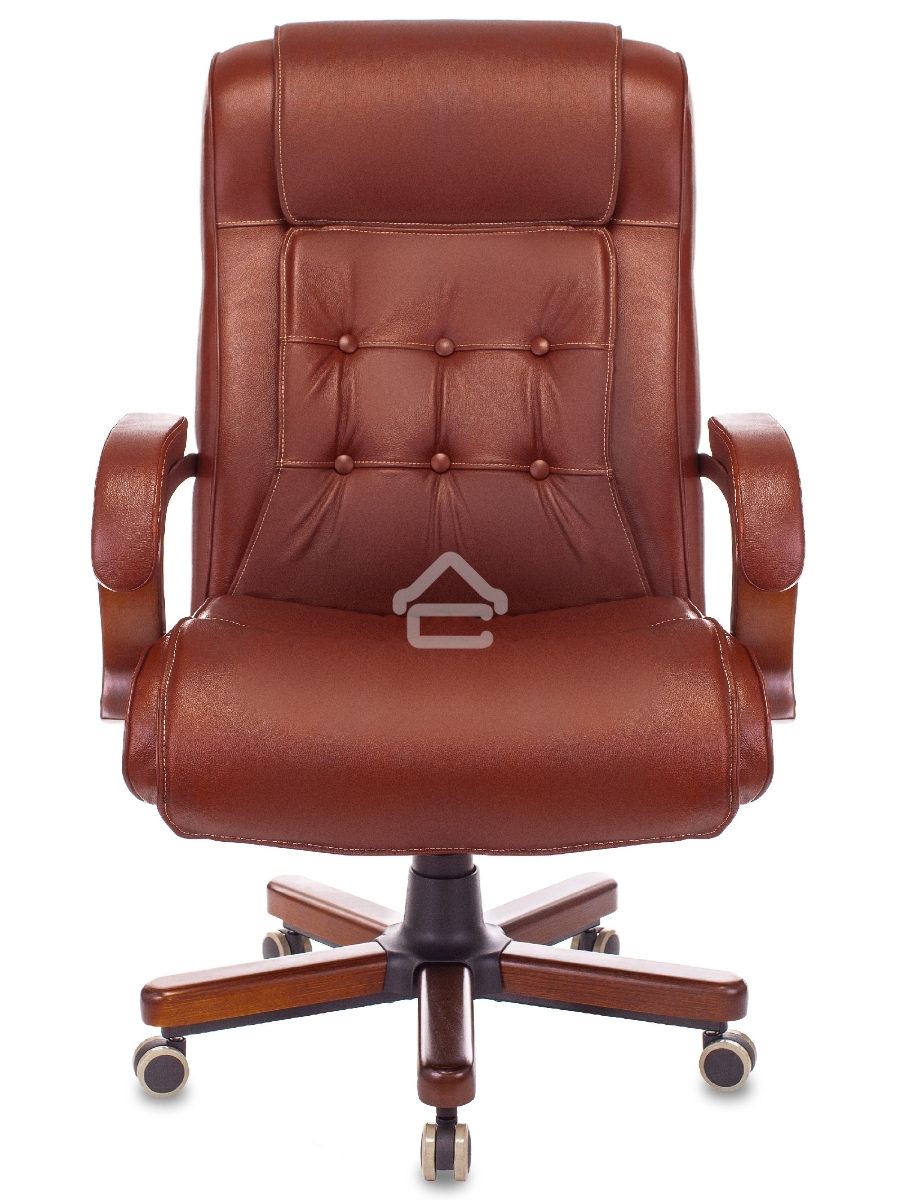 Кресло руководителя Бюрократ T-9926WALNUT светло-коричневый Leather Eichel, кожа, крестовина металл/дерево