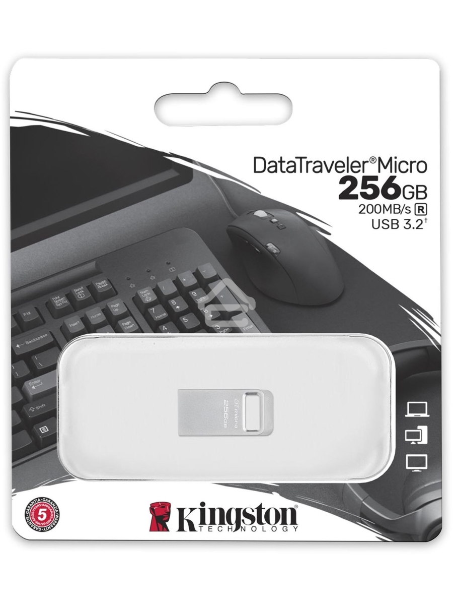 Флеш диск Kingston 256Gb DataTraveler Micro DTMC3G2/256GB USB3.0 серебристый