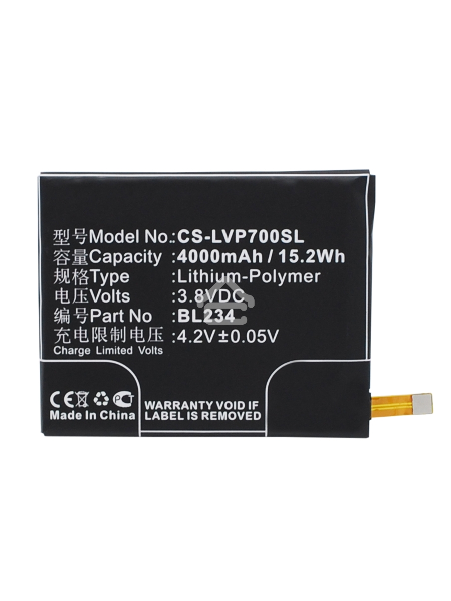Аккумулятор CameronSinoCS-LVP700SL (BL234) для Lenovo P70T 3.8V / 4000mAh / 15.20Wh