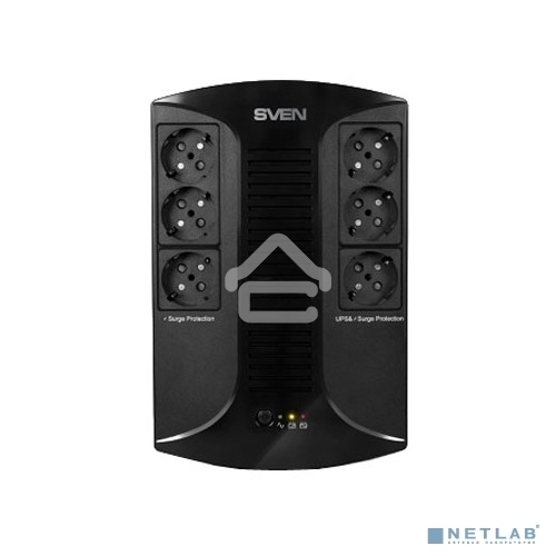 Источник бесперебойного питания SVEN UP-L1000E 1000VA/500W (6 розеток: 3х UPS/сетевой фильтр+3 x сетевой фильтр)