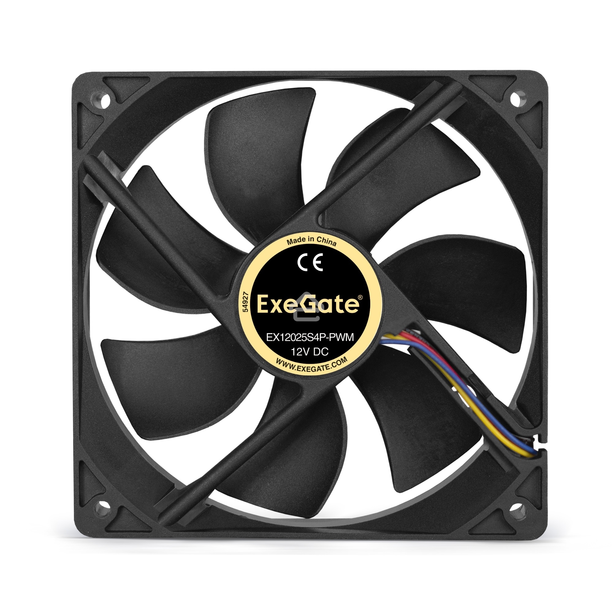 Вентилятор для корпуса ExeGate E12025S4P-PWM черный, 120 мм, 1500 об/мин, 25 дБ, 4 pin