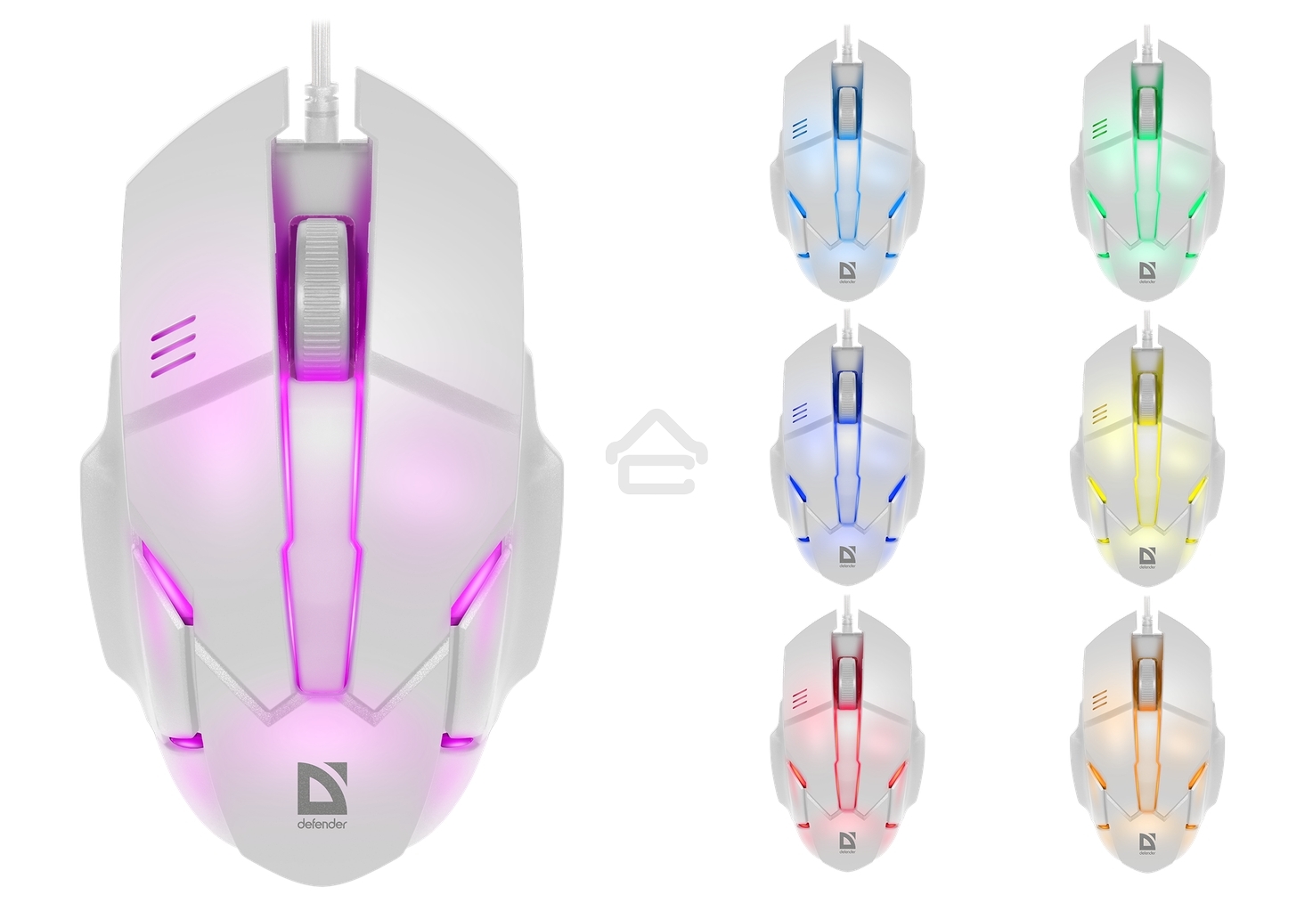 Мышь проводная Defender Host MB-982 белый, 1000 dpi, USB, кнопки - 3