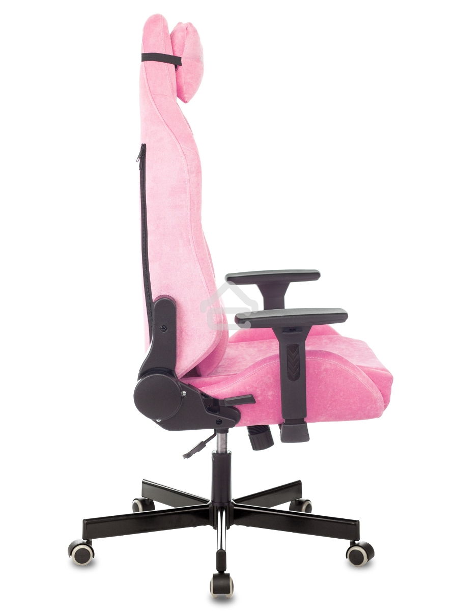 Кресло игровое Knight N1 Fabric розовый Velvet 36 с подголов. крестовина металл