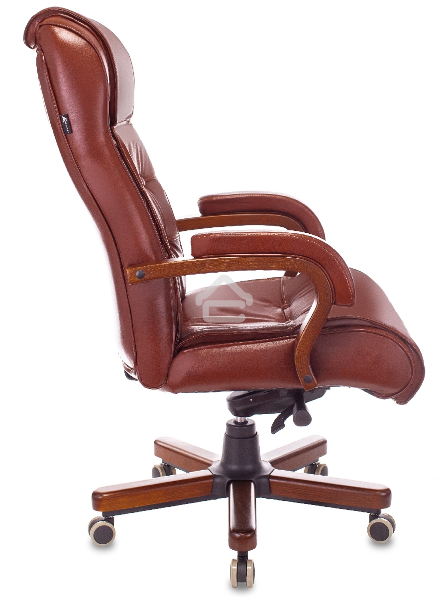 Кресло руководителя Бюрократ T-9926WALNUT светло-коричневый Leather Eichel, кожа, крестовина металл/дерево