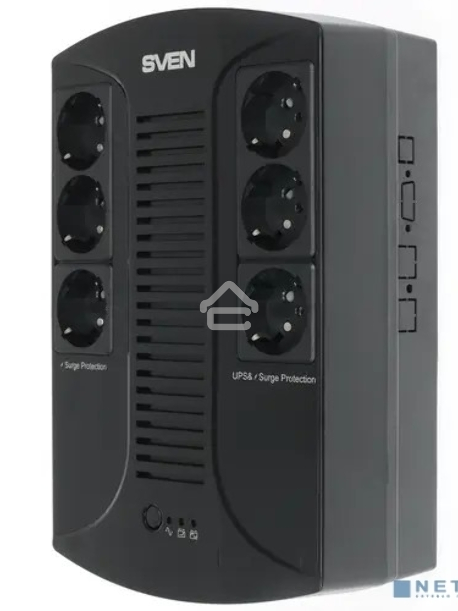 Источник бесперебойного питания SVEN UP-L1000E 1000VA/500W (6 розеток: 3х UPS/сетевой фильтр+3 x сетевой фильтр)