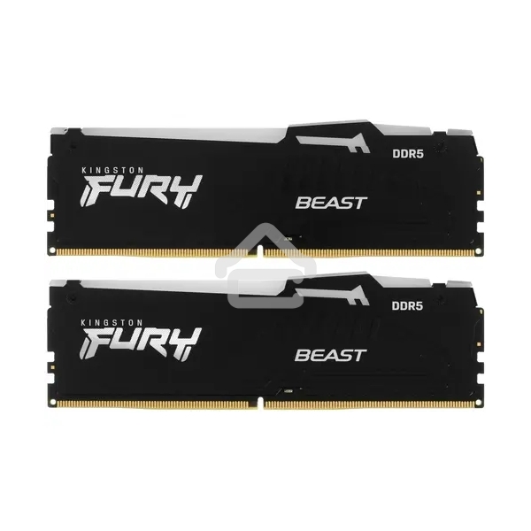 Оперативная память Kingston Fury Beast, DDR5, 32GB (2x16GB), 5600MHz, CL36, DIMM, с радиаторами, RGB, черный