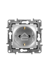 Розетка [672422] Legrand Розетка 2К+З со шторками - немецкий стандарт - винтовые зажимы - 16 А - 250 В - Etika - алюминий