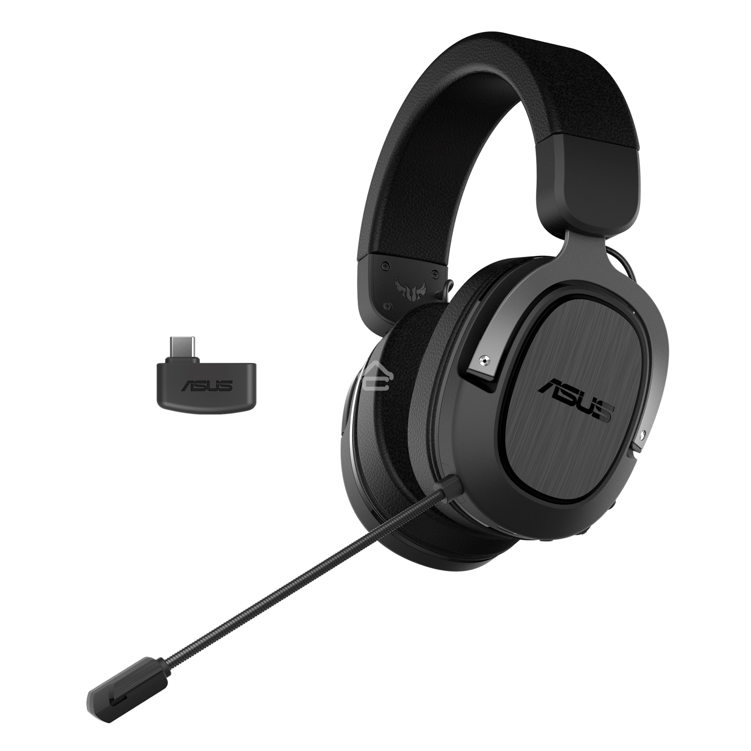 Игровые наушники чёрно-серые ASUS TUF Gaming H3 WL (2.4 ГГц, 7.1 виртуально, 50мм, неодимовые магниты, 32 Ом, 20~20000 Гц, микрофон, USB-C, PC, Mac, PS4, Nintendo Switch, Xbox One, 90YH02ZG-B3UA00)