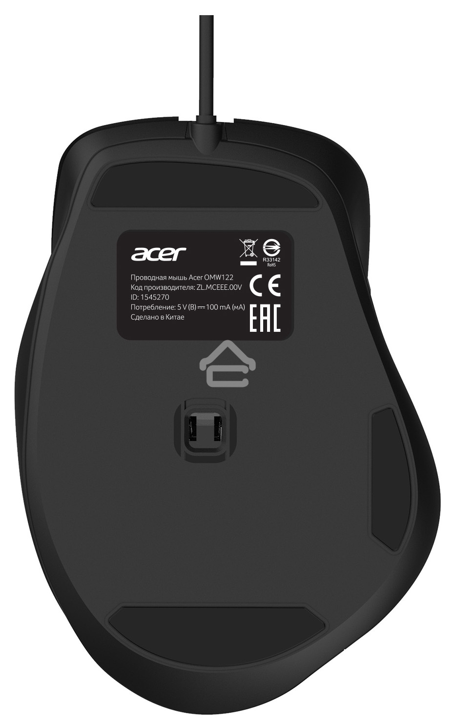 Мышь проводная Acer OMW120 черный, 2000 dpi, USB, кнопки - 6