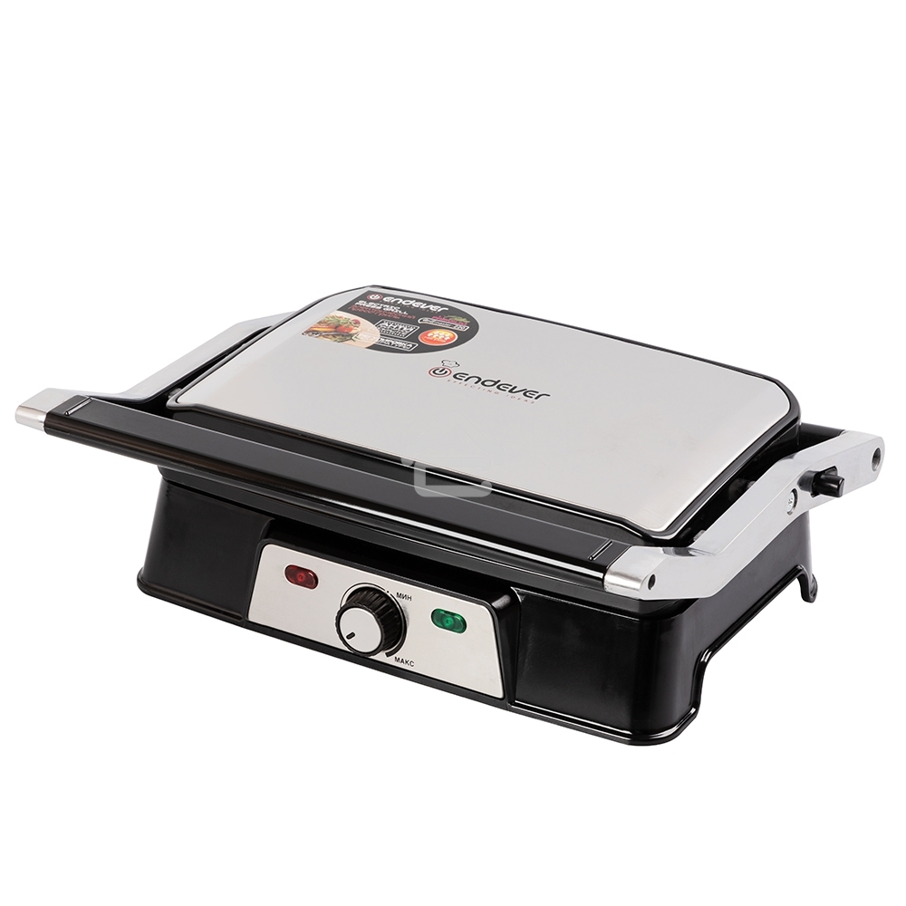 Электрический пресс-гриль Endever Grillmaster 220, серебристый/черный