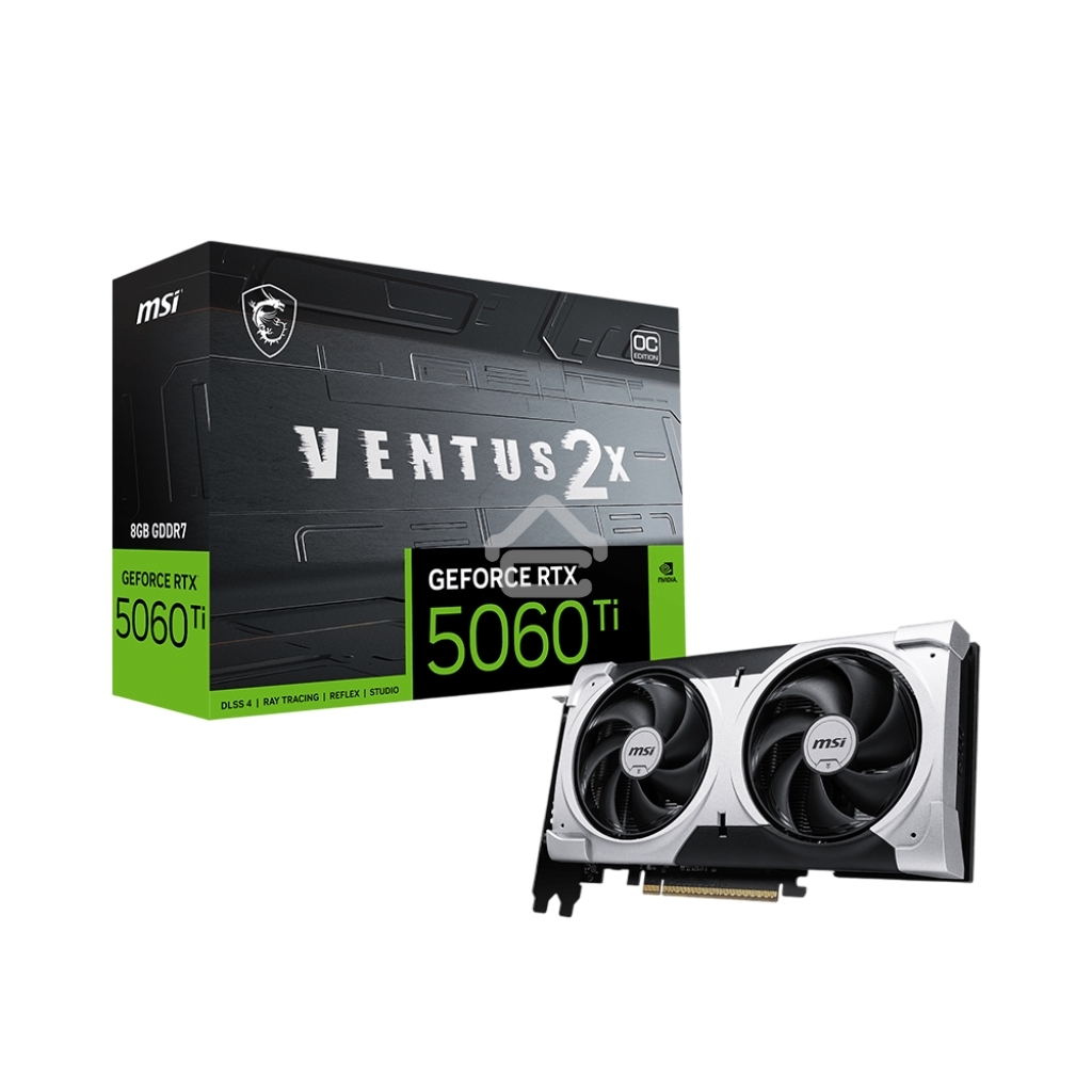 Видеокарта MSI RTX5060Ti 8G VENTUS 2X OC PLUS GeForce RTX5060TI 8Gb 128bit GDDR7 2617/28000 HDMIx1 DPx3 HDCP Ret