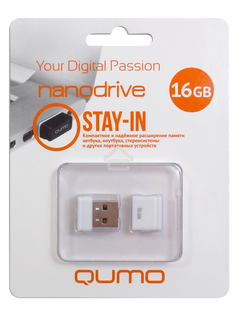 Флэш Диск QUMO 16GB NANO QM16GUD-NANO-W White