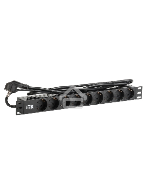 Блок ITK PDU 9 розеток DIN49440 (нем. cтанд.) 1U, шнур 2м вилка DIN49441 (нем. станд.), профиль из ПВХ, черный