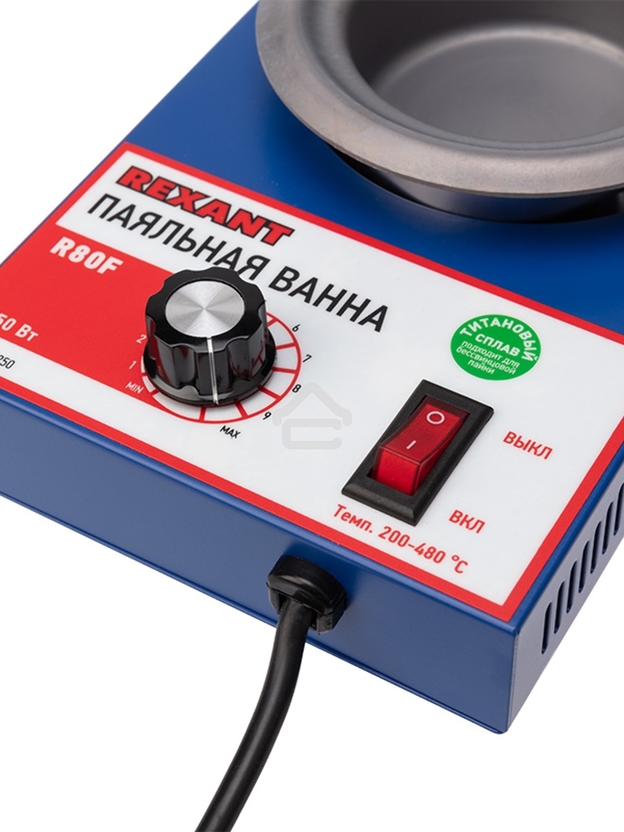 Паяльная ванна Rexant, модель R80F, 250 Вт, ø 80 мм, 200-480 °C, бессвинцовая