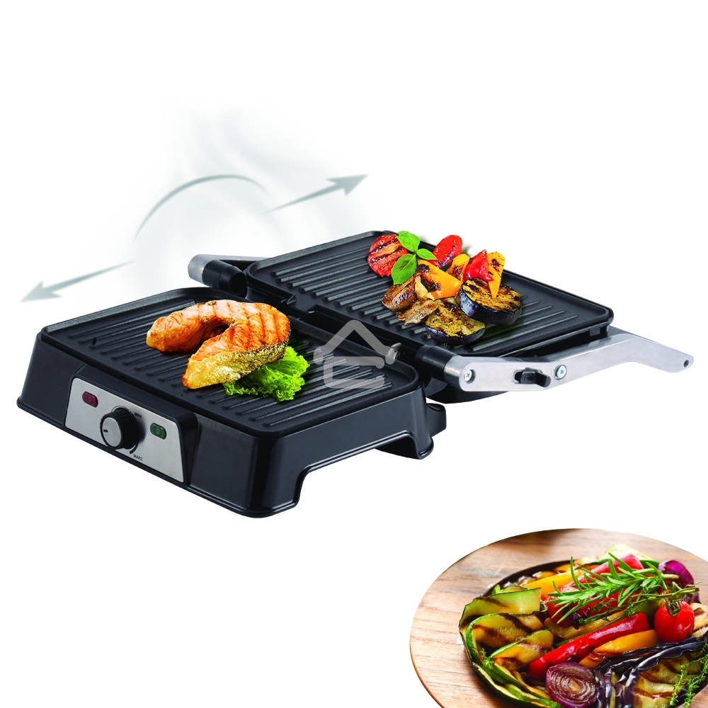 Электрический пресс-гриль Endever Grillmaster 220, серебристый/черный