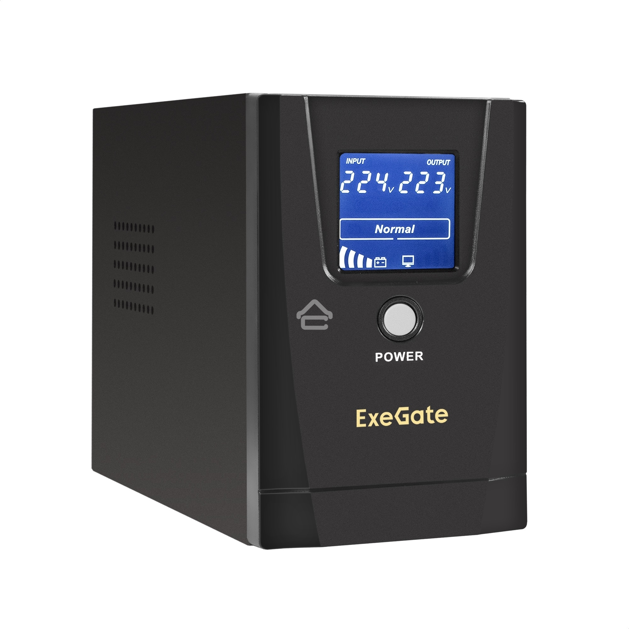 Источник бесперебойного питания ExeGate Power Smart ULB-500.LCD.AVR.2SH <500VA/300W, LCD, AVR, 2*Schuko, металлический корпус, Black>