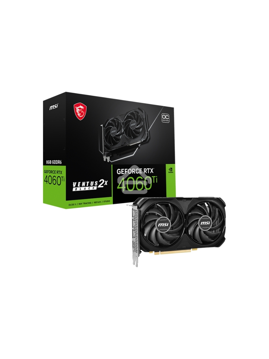 Видеокарта MSI RTX4060Ti VENTUS 2X BLACK OC PCI-E 4.0 8 ГБ GDDR6, 128 бит, DisplayPort x3, HDMI