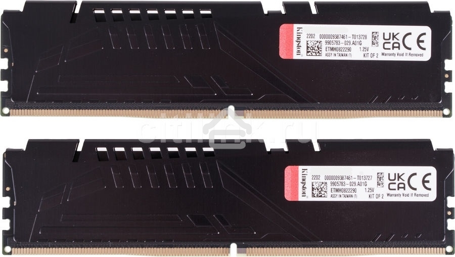 Оперативная память Kingston Fury Beast, DDR5, 64GB (2x32GB), 5600MHz, CL40, DIMM, радиатор, черный