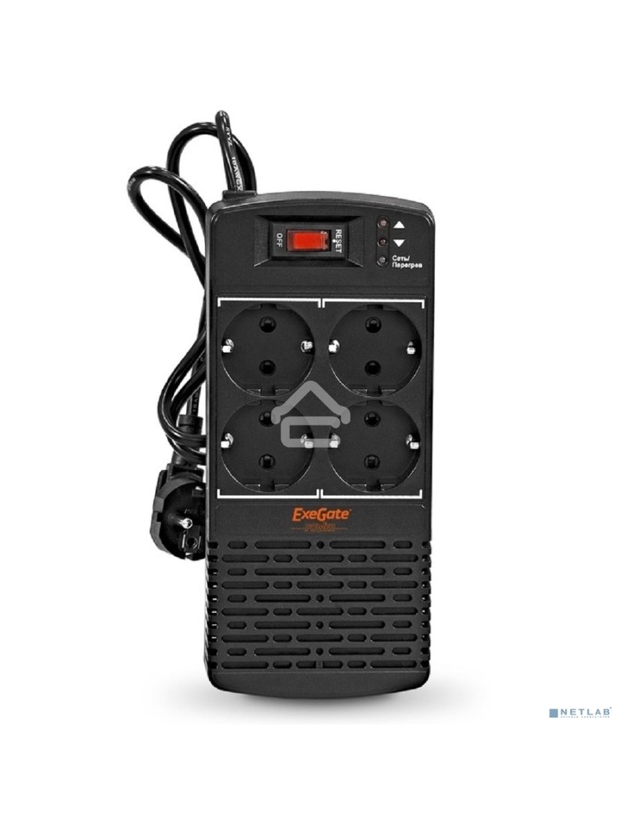 Стабилизатор ExeGate Power AD5000-1200 (1200VA/600W, диапазон 150...280В, 4 евророзетки)