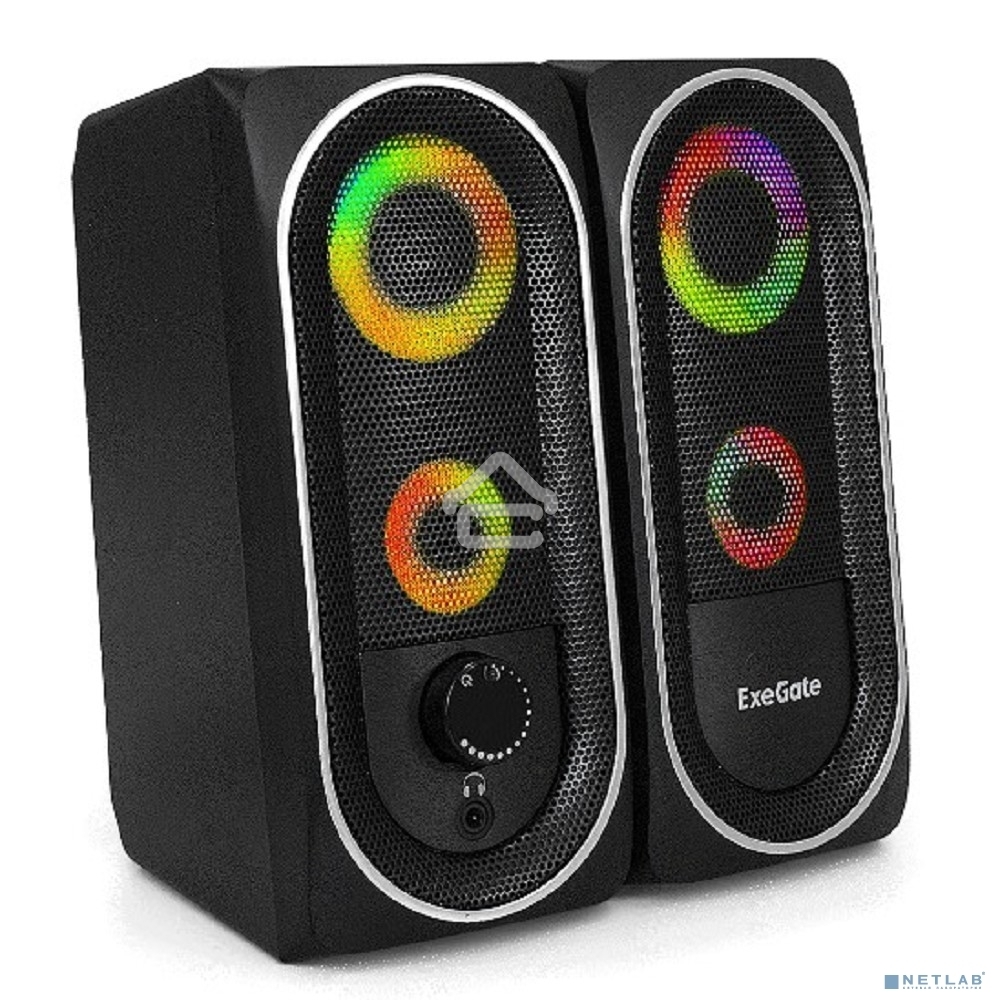 Акустическая система 2.0 ExeGate EX289686RUS Accord 220 (питание USB, 2х3Вт (6Вт RMS), 60-20000Гц,  черный, RGB подсветка)