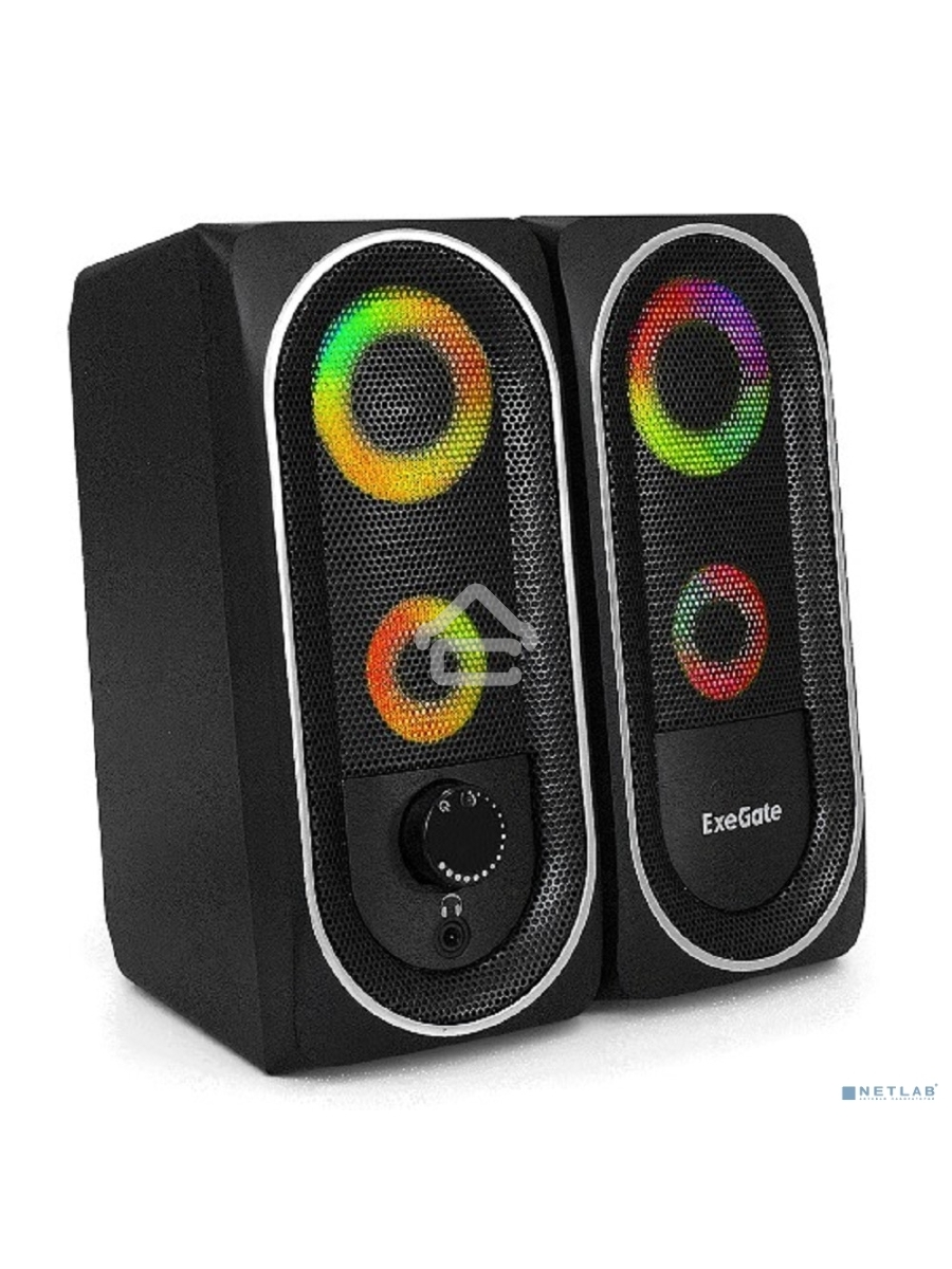 Акустическая система 2.0 ExeGate EX289686RUS Accord 220 (питание USB, 2х3Вт (6Вт RMS), 60-20000Гц, цвет черный, RGB подсветка)