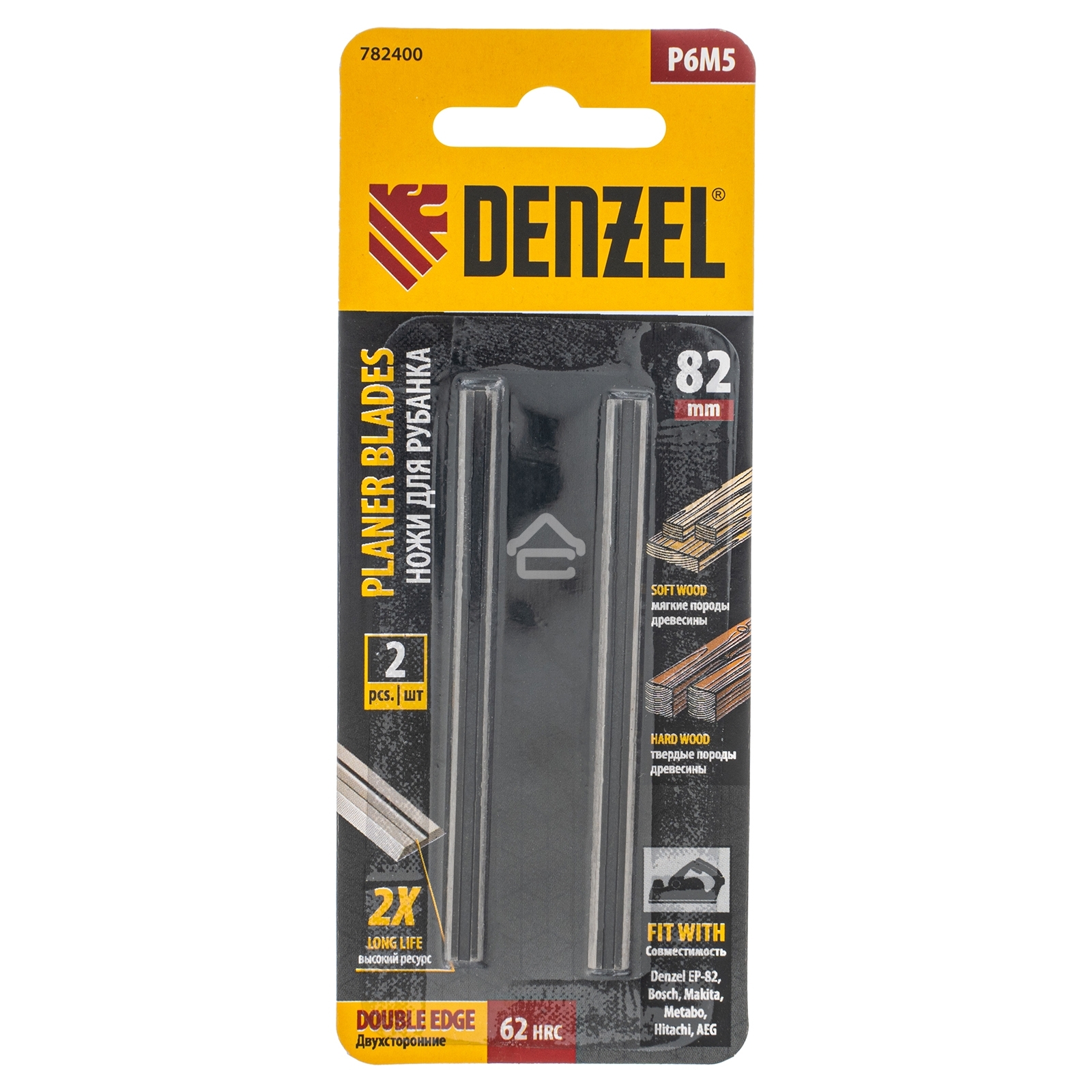 Ножи для эл. рубанка Denzel Р6М5, 82 мм, 2 шт