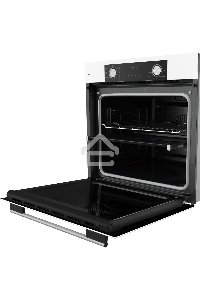 Встраиваемый духовой шкаф HF 608 W 60 см, 80 л, 6 режимов, каталитическая очистка, поворотные переключатели, телескопические направляющие на 1 уровне, белый цвет